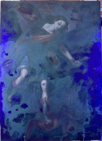 Imagen con luz ultravioleta de lienzo con repintes